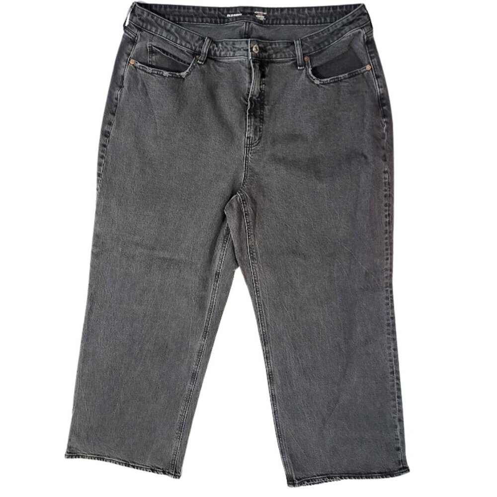 OLD NAVY Extra High-Rise Curvy Wide Leg Black Denim Jeans - Women's Plus Size 20